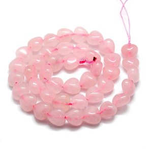 Rose quartz, heart, full strand, light rose, 10x10mm, 40 pcs.