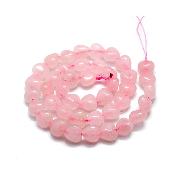 Rose quartz, heart, full strand, light rose, 10x10mm, 40 pcs.