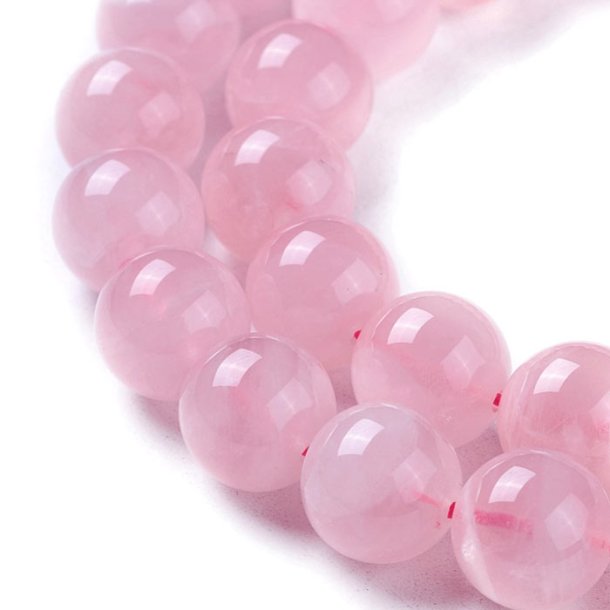 Rose quartz, round bead, pink, 10mm, A-grade, 6pcs.