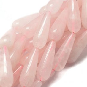 Rose quartz, long drop shape, pink, 30x10mm, 2pcs