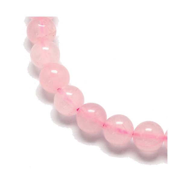 Rosenquarz, rosa, runde Perle, 8 mm, 6 Stk.
