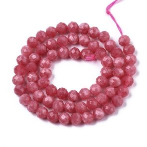 Natural Rose Quartz Beads Strands, Faceted, Round, Pink, 6mm, Hole: 1mm,  about 30pcs/strand, 7.5 inch