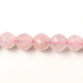 Rose quartz, facetted round bead, light pink, 10mm, 6pcs.