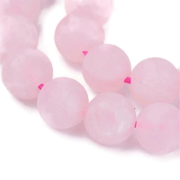 Rose quartz, round, bead, light rose, frosted surface, 10mm, 6pcs.