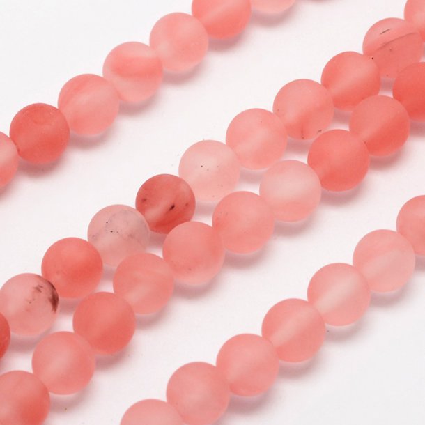 Cherry quartz, frosted, dark pink, round, 6mm, 10pcs.