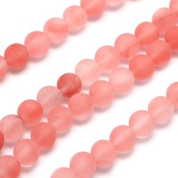 Kirschen quarz, ganzer Strang, Perle, rund, Dunkelrosa, mattiert, 6 mm, 60 Stk.