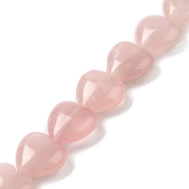 Rose quartz, heart, light red, 15x16x7,5mm, 2pcs.