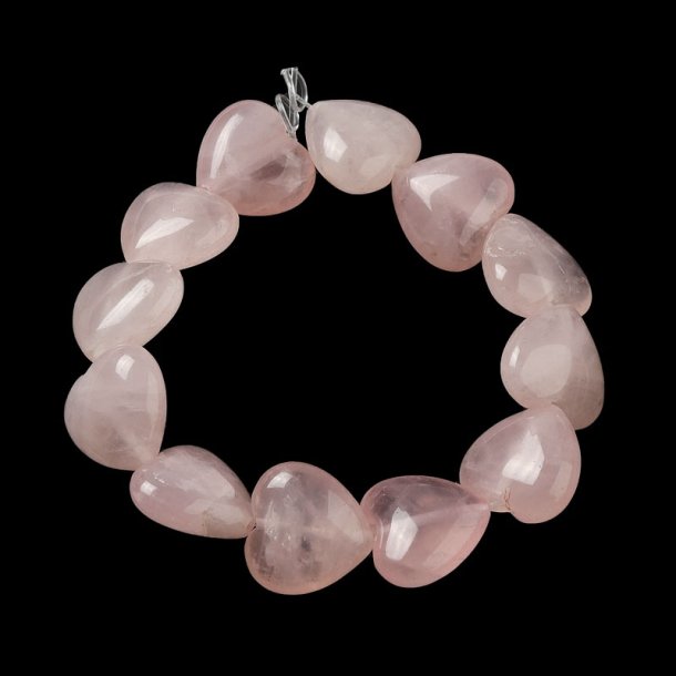 Rose quartz, half strand, heart, light red, 15x16x7,5mm, 12pcs.