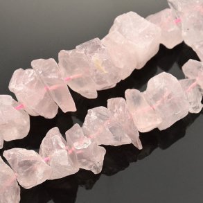 Rose quartz beads, light pink, raw nuggets, 6-8x10-12mm, 6pcs.