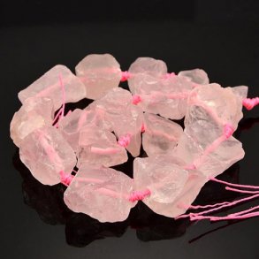Rose quartz, whole strand, raw nuggets, 13-40x10-25mm, 14pcs.
