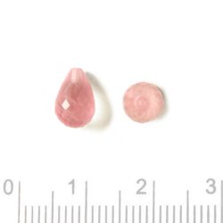 Rosenquarz, Tropfen, angebohrt, facettiert, rosa, 8x6 mm, 1 Stk.