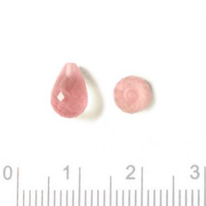 Rose Quartz teardrop, half-drilled, light pink, 8x6mm, 1pc.