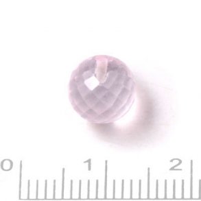 Rose quartz bead, half-drilled, faceted, 6mm, 1pc