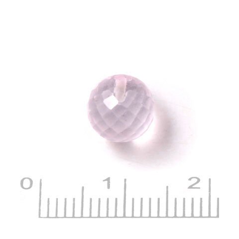 Rosenkvarts perle, anboret, tætfacetteret, 6 mm, 1 Stk