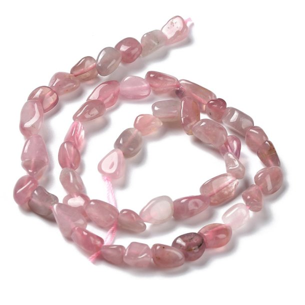 Rose quartz, full strand, polished nugget beads, appx. 6x5x4mm, appx. 40 pcs