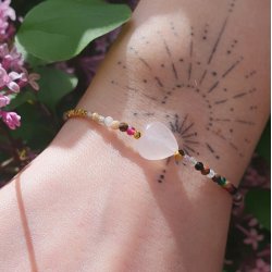 Rosenquarz, Herz, rosa, 10x10 mm, 4 stck