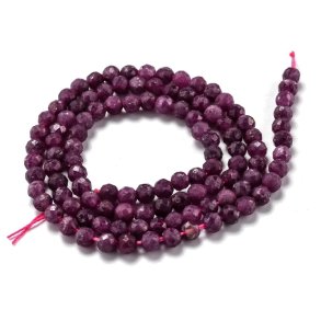 Rubin, ganzer Strang, dunkelrot, runde facettierte Perle, 4 mm, ca. 95 Stk.