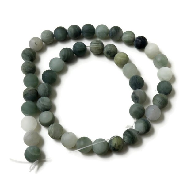 Rutil Quartz, frosted green, round bead, 8 mm, 10 pcs