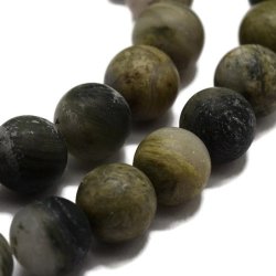 Rutilquarz, mattiert, grn, runde Perle, 10 mm, 6 Stk