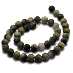 Rutilquarz, mattiert, grn, runde Perle, 10 mm, 6 Stk