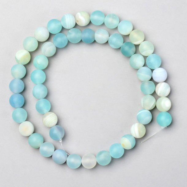 Sardonyx beads, full strand, dyed, frosted, turquoise green, round, 8mm, 50pcs