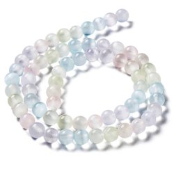 Selenit, gef&auml;rbt, ganzer Perlenstrang, Mix heller Pastellfarben, runde Perle, 6 mm, ca. 63 Stk.