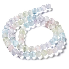 Selenit, gefärbt, ganzer Perlenstrang, Mix heller Pastellfarben, runde Perle, 6 mm, ca. 63 Stk.