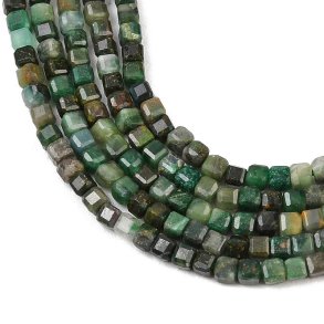 Smaragd, hel streng, firkantet perle, m�rkgr�n, 2,5x2,5 mm, 160 stk