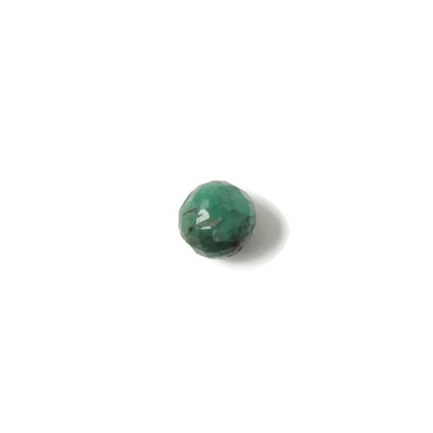 Emerald, half-drilled, round bead, green, faceted, 10mm, 1pc.
