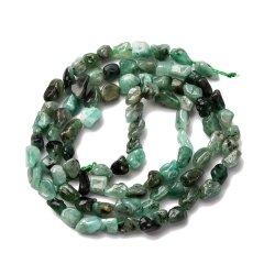 Smaragd, hel streng, nugget perle, m�rkgr�n, ca. 6x4x3 mm, ca. 80 stk