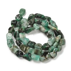 Smaragd, ganzer Strang, polierter Nugget, dunkelgr�n, ca. 8x8x4 mm, ca. 55 Stck