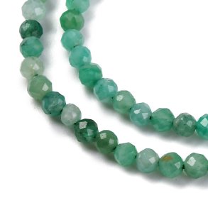 Emerald, full strand, round faceted bead, green, 3mm, ca. 120pc.