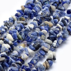 Sodalith, nugget, uneben, ganzer Perlenstrang, blau-wei&szlig;, ca. 5x8 mm, ca. 150 Stk.