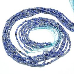 Sodalith, Perle, ganzer Strang, blau-wei&szlig;, klein, facettiert, 3 mm, 120 Stk