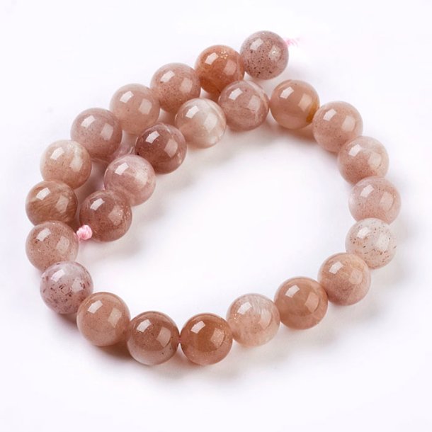 Sunstone bead, half strand, red-brown, iridescent, round, 14mm, 14pcs.