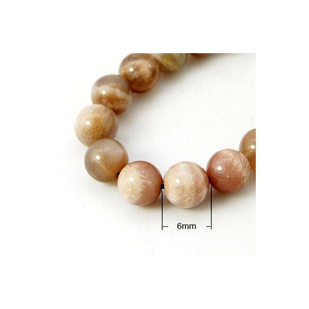 Sunstone bead, round, reddish, 6mm, 10pcs.