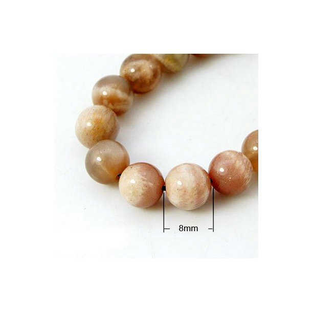 Sonnenstein Perle, runde Perle, rot-braun changierend, 8 mm, 6 Stk