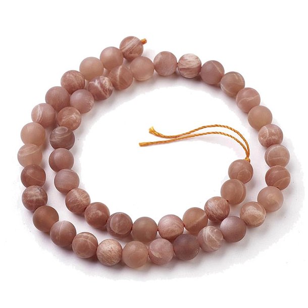 Sunstone bead, whole strand, round, dark, frosted, 8mm, ca. 47pcs