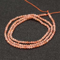 Sunstone, whole strand, orange-rose, faceted round, CA. 3 mm, ca. 110pcs