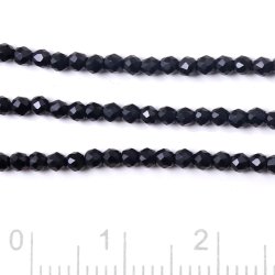 Schwarzer Spinell, ganzer Strang, rund, facettiert, 2 mm. ca. 175 Stk
