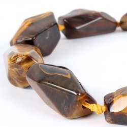 Tigerauge, ganzer Strang, polierte Nuggets, ca. 30x20x15 mm, 11 Stk.