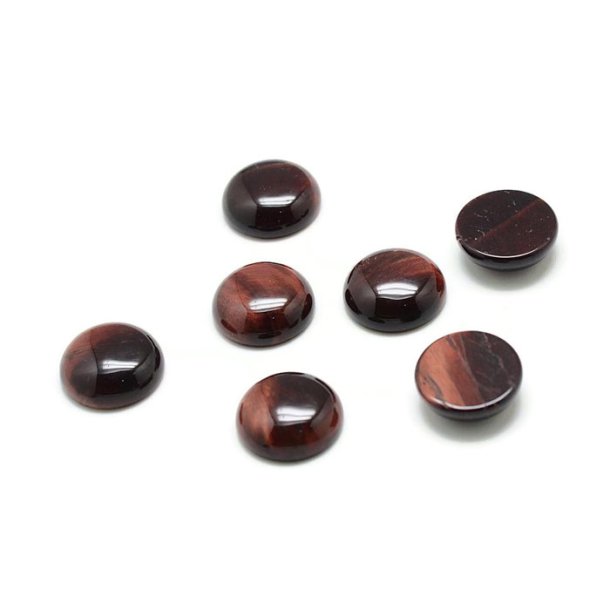 Tiger eye cabochon (flat back), reddish, round, 8 mm, 2 pieces