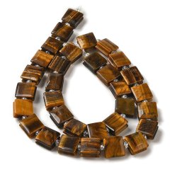 Tiger-Auge, flache viereckige Perle fr Makramee, braun-gelblich, ca. 10x10x5 mm, 1 Stk