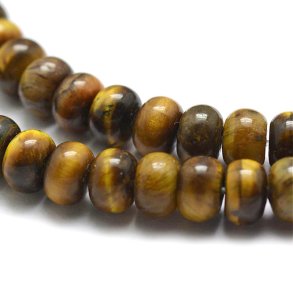 Tiger eye bead, rondelle, yellow and brown, 6,5x4,5mm, 10 pcs