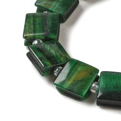 Grn tiger-Auge, flache viereckige Perle fr Makramee, grn, ca. 10x10x5 mm, 1 Stk
