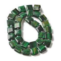 Grn tiger-Auge, flache viereckige Perle fr Makramee, grn, ca. 10x10x5 mm, 1 Stk