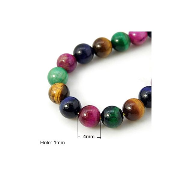 Tiger eye round bead, half strand, mixed colors, 4mm, appx. 46pcs