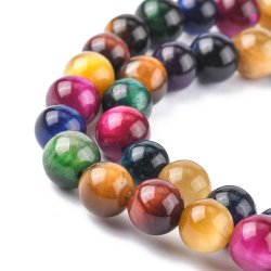 Tigerauge, rund, halber Strang, Mischfarben, 6 mm,ca. 32 Stk