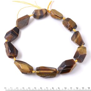 Tigerauge, ganzer Strang, polierte Nuggets, ca. 30x20x15 mm, 11 Stk.