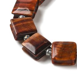 Ochsenauge, quadratische Verschlussperle fr Makramee, rtlich, ca. 10x10x5 mm, 1 Stck